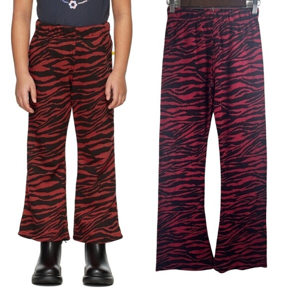 Mardi Mercredi Girls Size OS Red Zebra Flare Wide Leg Pull On Ankle Sweatpants - Picture 3 of 8